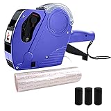 MX-5500 8-stellige Preisauszeichnerpistole mit 5000 weißen Aufkleber-Etiketten und 5 extra Tintenpatronen, Nummernauszeichnungspistole für Büro, Lebensmittelgeschäft Markierung (blau)