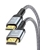 SNOWKIDS Mini HDMI auf HDMI Kabel 3Meter 4K Highspeed HDMI auf Mini HDMI Kabel 4K@60Hz 2K@120Hz Nylon Kabel, Unterstütz 1080p,720p,3D,UHD,ARC,Ethernet,Hochgeschwindig keitskamera,HDTV,Monitor