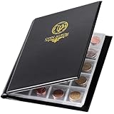Münzalbum mit 200 Fächern – Münzsammelbuch mit 10 Seiten, 33 x 33 mm Gitterhalter für Pfund, Pence, Cent, Dollar, Nickel (schwarz) CS48200BK