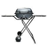 Korona 46222 Elektro-Standgrill mit Rollen | 2400 Watt Elektrogrill | Geteilte XXL Grillfläche, geriffelt und glatt | mit Deckel und Temperaturanzeige