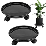 XIAONAN Pflanzenroller 2X Blumenroller 30CM,Palette mit Vier Rädern,Rollbrett Pflanzen,Blumentopf Untersetzer mit Rollen 40kg Tragkraft (Schwarz)