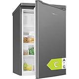 Clatronic® Kühlschrank mit Gefrierfach | Energieklasse C | 85cm | Kühl schrank klein | leise 37dB | Türanschlag wechselbar | 0°C - 8°C | 109L Fridge | kleiner Kühl-schrank KS 101 inox