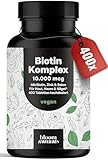 Biotin hochdosiert - 10.000 mcg - 400 Tabletten - Komplex mit Zink & Selen - Vegan & produziert in Deutschland - Verpackung kann variieren