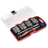 Amazon Basics PräzisionsschraubendreherBitSet, 51Stück, 1er-Pack, Schwarz, Rot, Silber
