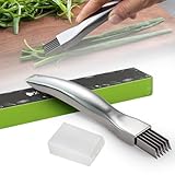 Shred Silk The Knife, 2024 New Spring Onion Slicer, Edelstahl Scallion Slicer, Zwiebelmesser Zwiebel Shredder Messer Scallion Cutter Obst Gemüse Lebensmittel Knoblauch Chopper