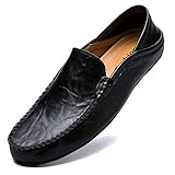 Unitysow Mokassins Slipper Herren Leder Slip On Fahren Schuhe Leicht Weich Loafers Handgefertigt Flache Business Schuhe,Schwarz,EU 43
