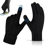 BGTLJKD Handschuhe Herren, Weiche Thermo Touchscreen Handschuhe, Verdickte Winterhandschuhe Herren, Warme Fleece Strickhandschuhe Winter, Für Outdoor Sport Laufen Radfahren Freizeit