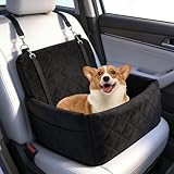 Hunde Autositz für Kleine Hunde, Hundesitz Auto mit dickem Memory-Schaum, Auto-Sitzerhöhung hundeautositz für Welpen, abnehmbar & waschbar hundebett, 2 Sicherheitsgurte, 45x45x34cm