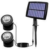 DINESA Solarstrahler für Teiche, LED-Unterwasserleuchten mit Doppelkopf, wasserdichte Unterwasserbeleuchtung für Landschaften C