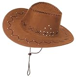 Brandsseller Karneval Kopfbeckung/Hut/Mütze Kostüm/Fasching/ - [ Motive: Cowboy] Damen/Herren Westernhut (Hellbraun)