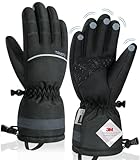 TANSTC Winterhandschuhe Herren Damen Warm Skihandschuhe Freezer Thermo Handschuhe Winter wasserdichte Touchscreen Thermohandschuhe Fäustlinge rutschfeste Fahrradhandschuhe Schneehandschuhe, Schwarz L