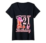 Damen It's My 21th Birthday 21 Year Old Girl Texas Cowgirl Geschenke T-Shirt mit V-Ausschnitt