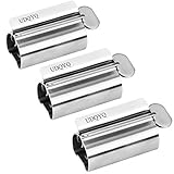 UDQYQ Tubenquetscher Tubenpresse, 3-er Pack Zahnpasta Squeezer Edelstahl Sparen Zahnpasta total Squeeze Out leere Rohre, Edelstahl Zahnpasta Sitzhalter mit Standfunktion.