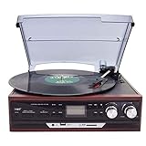 AURADO Music Box Wireless Turntable Hi-Fi System Lautsprecher, Vinyl-Plattenspieler, Magnetkassette, Stereo, Bl (Plattenspieler) Gift of Heart