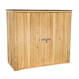 Wiltec Gartenhaus mit Doppeltür in Naturfarbe Holz 136 x 58 x 127 cm Gerätehaus für den Garten Geräteschuppen Gartenschrank Geräteschrank