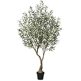 VeriNatural Olivenbaum Künstlich Kunstpflanze 180cm Fake Plant Kunststoffpflanzen Künstlicher Pflanzen – 1638 Blätter & 84 Oliven UV-beständig Stabiler Topf – Deko für Wohnzimmer Balkon Büro