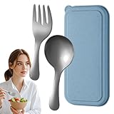 Set aus Löffeln und Gabeln | Set aus Löffeln und Gabeln, Tischutensilien, Besteck aus Edelstahl mit Aufbewahrungsbox für und Erwachsene, Picknick, Camping