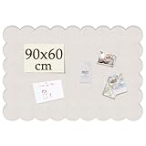 Acidea Große Filz Pinnwand Selbstklebend, 90 x 60cm Wellenrand Faltbare Beige Pinnwand Filzboard, Memo Boards Bulletin Dekorative Bild Vision Board Felt Bulletin Board für Wände Büro Zuhause