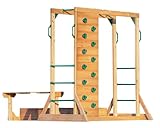 DOLPHIN PLAYGROUND T Klettergerüst Outdoor aus Holz mit Affenschaukel, Kletterwand, Sandkasten & Picknicktisch – Robustes Outdoor-Spielgerät aus Zedernholz für Kinder ab 2 Jahren