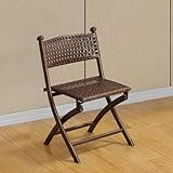Vintage Holz Rattan Klappstuhl - Leichter Stapelbarer Outdoor Gartenhocker für Balkon Camping Picknick Garage Kompakter Freizeitsitz