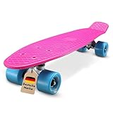 BIKESTAR Vintage Retro Cruiser Skateboard 60mm für Kinder und Erwachsene auch Anfänger ab ca. 6-8 Jahre | Berry & Blau
