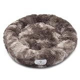 pfoten&nasen® Wolke 7 Hundebett [Braun/Weiß, M - 75cm] – Flauschiges Donut-Hundekissen für mittelgroße Hunde – Waschbares, Weiches Rundbett – Kuscheliges Hundesofa & Komfort-Schlafplatz