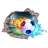 YunBey Fussball Wandsticker 3D Fußball Wandtatto Kinderzimmer Dekoration Selbstklebend Durchbruch Fussball Wandtattoo für Kinderzimmer Jugendzimmer Schlafzimmer