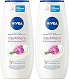 NIVEA Cashmere & Cottonseed Oil Pflegedusche, pH-hautneutrales Duschgel mit Vitaminen und wertvollen Ölen, feuchtigkeitsspendende Cremedusche mit Orchideen-Duft (250 ml) (Packung mit 2)