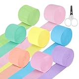 8 Rollen Krepppapier Bunt, 8 Farben Crepe Papier, Regenbogen Kreppbänder, Kreppband Basteln mit 1 kleinen Schere für Hochzeiten, Geburtstage, Partys Dekoration (4,5cm x 25m)