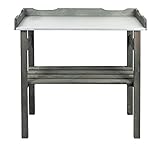 mgc24® Pflanztisch mit verzinkter Arbeitsplatte - 78x38x82cm aus Kiefernholz Anthrazit/Grau, mit Abstellboden / 3 Haken - für Garten Balkon Terrasse