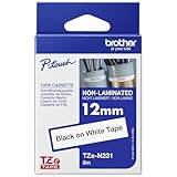 Brother Original P-touch Schriftband TZE-N231 12 mm, schwarz auf weiß (u.a. für Brother P-touch PT-H100LB/R, -H105, -E100/VP, -D200/BW/VP, -D210/VP) nicht laminiert