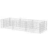 yorten Gabionen Hochbeet aus Stahl 270 x 90 x 50 cm (L x B x H) Silbern Maschenweite 10 x 5 cm (L x B)