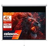 celexon Basic Rollo-Leinwand 90' | 200x113 cm 16:9 | ausziehbare Full-HD 4K Beamer-Leinwand für Heimkino oder Büro-Präsentationen | Projektionsleinwand geeignet zur Deckenmontage oder Wandmontage