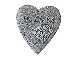 Bambelaa! Grabschmuck Grabdeko Herz Inschrift „In Liebe“ Steinharz Friedhof