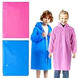 KALIONE 2 Stück Regenponcho Kinder, Kinder Regenmantel für Mädchen Jungen, Wiederverwendbar Regenmantel, Regenponchos mit Kapuze für Radfahren im Freien, Reisen, Bergsteigen, Wandern(Farbe 1)