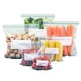 Jrhncy 65 Stück BPA-freie wiederverwendbare Gefrierbeutel, Reißverschluss, Transparent, Polyethylenvinylacetat (PEVA), Rechteckig, für Gemüse, Milch, Snacks, Fleisch
