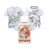 Disney Toy Story Jungen T-Shirt für Kleinkinder und große Kinder, 3er-Pack, Weiß/Grau, 24 Monate
