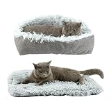 ToKinCen Katzenbett Waschbar, 61x51cm Plüsch Weich Katze Schlafen Bett, Katzensofa Flauschige Katzendecke (Grau)
