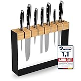 Messerblock ohne Messer, Messerblock aus Holz unbestückt schwarz, Messerhalter, Messeraufbewahrung Küche, für 7 Messer und 1 Wetzstahl, Neues Modell 2025