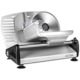 OSTBA Allesschneider, elektrischer Allesschneider mit ECO-Motor, rostfreies Edelstahlmesser,Wurstschneidemaschine mit einstellbare Schnittstärke(0-15mm),Käse Brotschneidemaschine, 150 W,Silbermetallic
