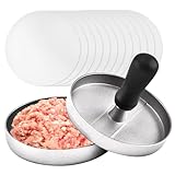 Xinsenke Burgerpresse mit 100 Wachspapier, Hamburgerpresse Set mit Antihaftbeschichtung und abnehmbarem Griff, Aluguss Hamburgerpresse für BBQ, Grill und Hamburger Patties