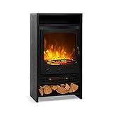 Klarstein Bergamo Elektrokamin - Kamin elektrisch mit 2 Heizstufen: 900 / 1800 W, Elektro Kamin mit einstellbarem Thermostat, dimmbar, unabhängiger LED-Flammeneffekt, Holzoptik, schwarz