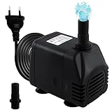 Awroutdoor Wasserpumpe Tauchpumpe, Ultraleise Teichpumpen,1000L/H Aquariumpump für Teich Brunnen Aquarium Garten,Submersible Pumpe, mit 4 starken Saugnäpfen(20W)