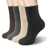 Tadpolez 4 Paare Warme Wintersocken Damen,Thermosocken Damen,Dicke Gestrickte Socken,Wintersocken Damen,Stricksocken Damen,Wandersocken Damen,Dicke Socken Damen,Damen Socken EU-Größe 35-42