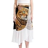 Damen-Badeanzug, kurz, Chiffon, die goldene Bengalkatze, süße Kätzchen, Sommer, Strand, Sarong, Bikini, Wickelrock, Badeanzug, mehrfarbig, M/L