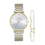 VICTORIA HYDE Damen Uhren Gold Analog Quarz Damenuhr Edelstahl Wasserdicht Armbanduhr Set mit Armreif (Gold)