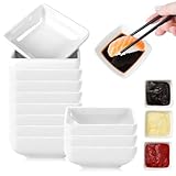 Dip Schälchen, 16 Stück Sojasauce Schälchen, Rechteckig Dipschalen, Dipschalen Set, Keramik Dip Schüsseln Set, Weiß Saucenschälchen, für Charcuterie Board Sushi, Gewürzen, BBQ, Tomatensauce, 7.3 cm