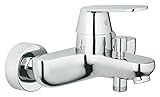 GROHE Eurosmart Cosmopolitan, Badewannenarmatur (Duscharmatur für die Badewanne, Mischbatterie mit automatischer Umstellung Wanne/Brause, mit integriertem Rücklaufventil, S-Anschlüsse) chrom, 32831000