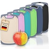 KPYTO 6 kleine Frühstücksbrettchen aus Kunststoff, 25x15 cm, Schneidebrett Set,spülmaschinenfest, beidseitig, rutschfest mit Saftrille, Schneidebrettchen, Brotzeitbrett, Küchenbrett,Frühstücksbrett