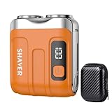2025 New Mini Dual Head Elektrorasierer, Tragbarer Rotary Dual Ring Elektrorasierer, Mini Elektrorasierer mit LED-Anzeige, Wiederaufladbarer wasserdichter Taschenrasierer für Männer (Orange)